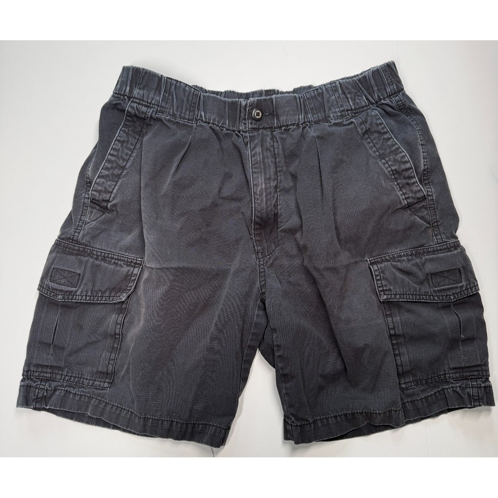 Tommy Bahama Relax Fit Cargo Shorts Mens M Gray Elastic Waist Cotton